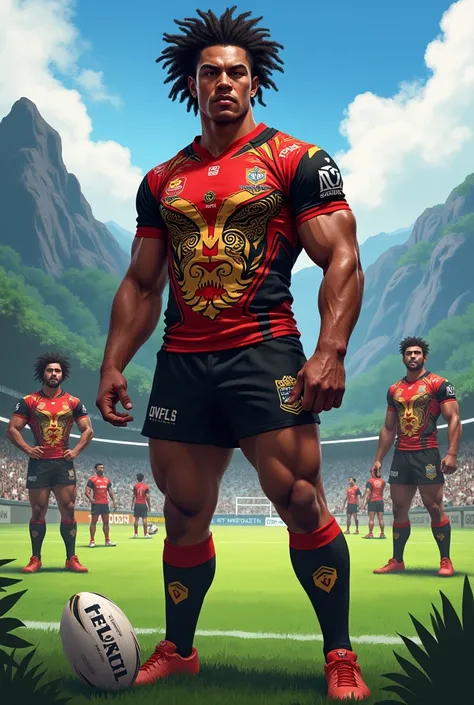 Generate me Papua New Gunieas NRL Team Jessie that may include designs of PNG Kumuls 