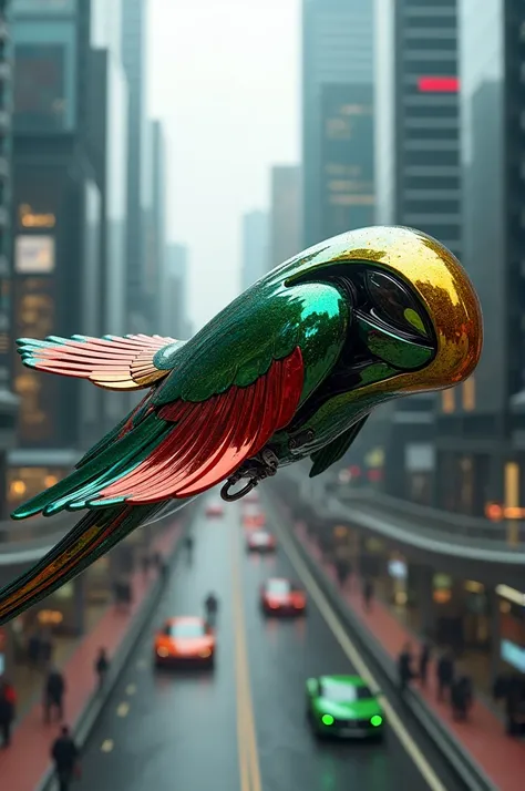 Uma moto drone do futuro no modelo de um papagaio 🦜 do Brasil 