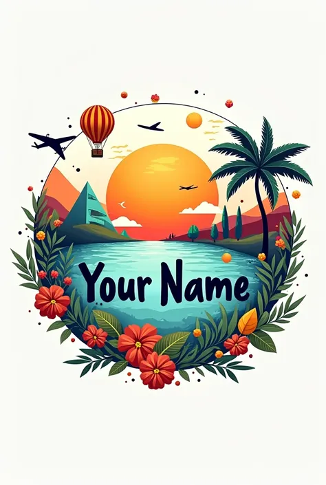 Creative and colorful travel company logo with your name