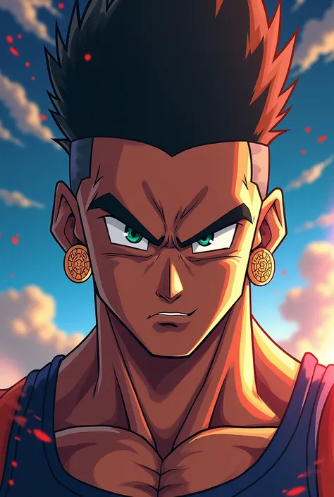 Draw the face of Giannis Antetokoumpo with potaras in Dragon Ball Z Style