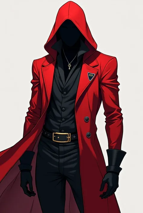 Generate a man in a red and black suit, the colors are divided side by side, he wears a hoodie and hes called a space knight, but it has nothing to do with a knight, nothing to do with a knight, hes an antihero but hes not a robot, he wears a rag suit and ...