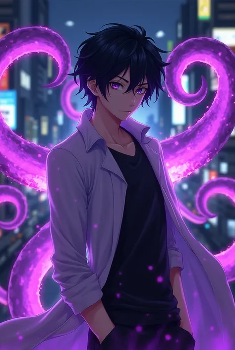 An anime character with a Purple Kagune Rinkaku from the anime Tokyo Ghoul Male 