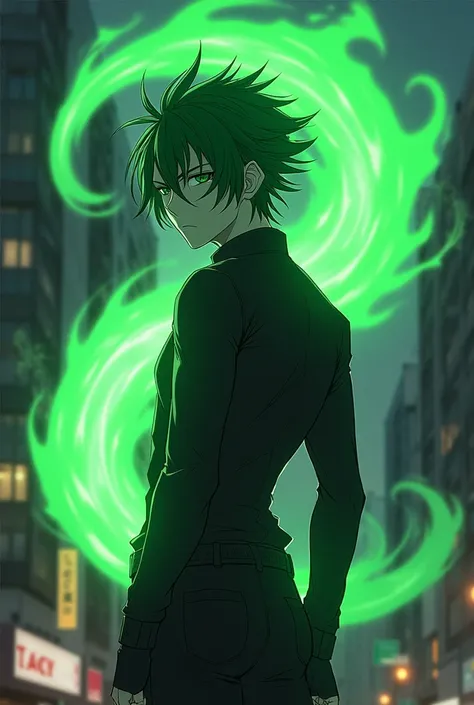 An anime character with a Green Kagune Ukaku from the anime Tokyo Ghoul Male 