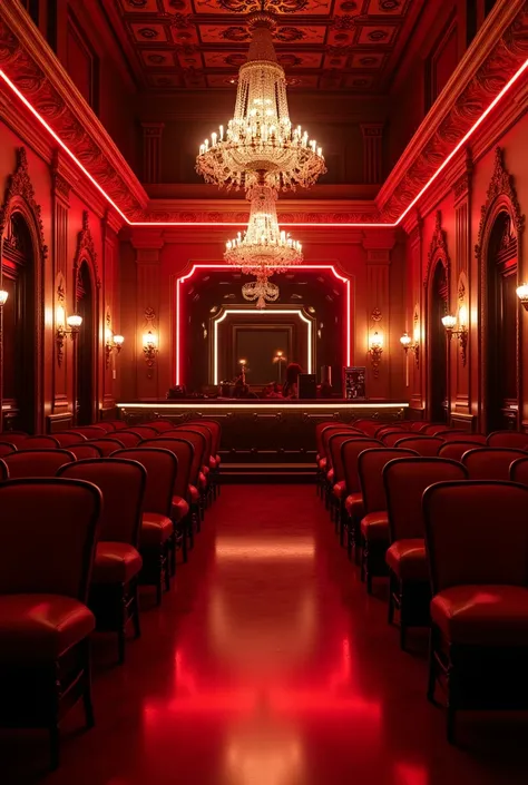  I want you to generate an image with the following description :  It must be a cabaret for women with the name  "THE LADIES CLUB ",  the setting or physical aspect of the The establishment is inspired by the Grafn Lyceum theater in Barcelona,  although th...