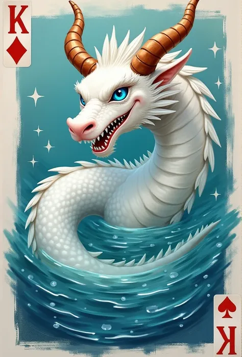 dragon theme playing card boarder white dragon water blue eyes brown horns