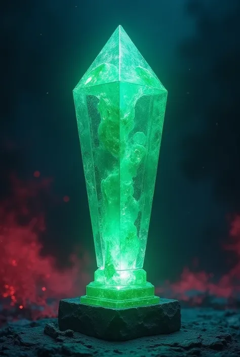 Green Crystal Trophy,  blue and red 