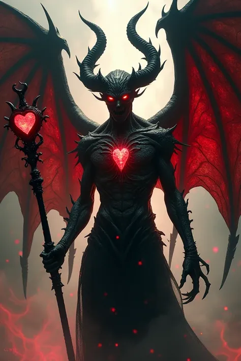 Lust’s true form is a towering, nightmarish creature of raw, overwhelming power. His once flawless skin becomes dark and cracked, as if scorched, with fiery red light glowing through the fractures. His head is adorned with a crown of black, twisted horns t...