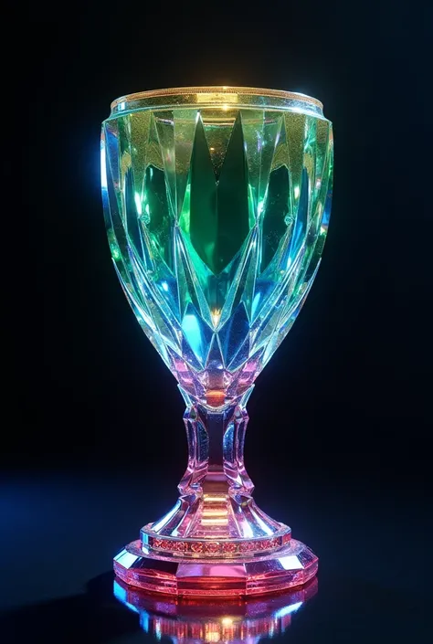 Green, blue and red crystal trophy