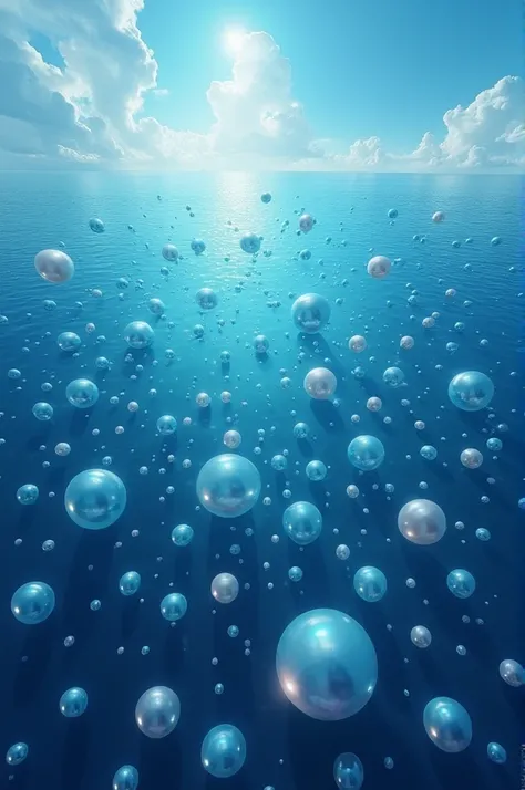 Draw a huge sea containing many pearls