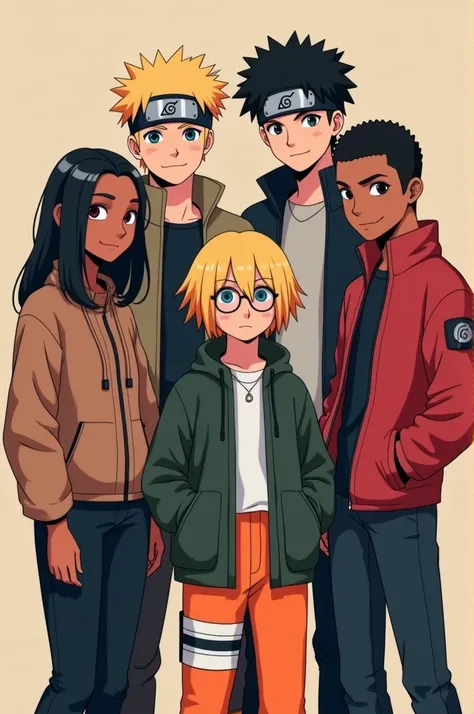 Animated version inspired by the Naruto : 

6 Friends in a photo shoot :
• Trendy boy 1
• Boy 2 gay curly hair ,  model series 
• Boy 3 blond white
• Girl 1 with sexy eyeglasses 
• Girl 2 a popular beautiful white girl 
• Girl 3 a beautiful extroverted and...