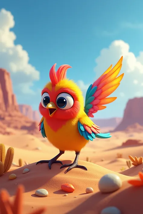 Generate a little animal bird in a desert but in an animal you have to be pretty bright