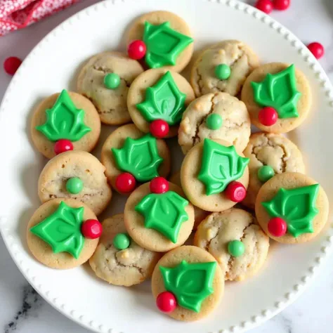 🍫🎄  Holly chocolate mint cookies :  a refreshing twist on Christmas candies ! 🍫🎄

 Ingredients
For cookies :
 1 cup of unsalted butter ,  mix
1 cup of granulated sugar
1 ⁄2 cup packed light brown sugar
1 large egg
1 teaspoon vanilla extract
1 teaspoon of p...