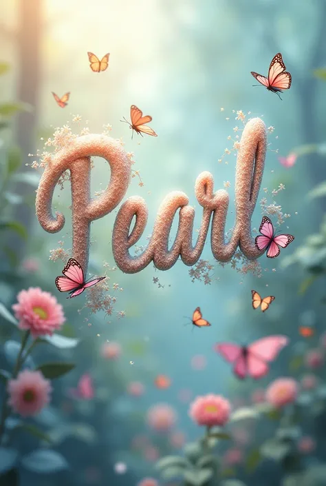 Can you generate an image that has the name of pearl with butterflies