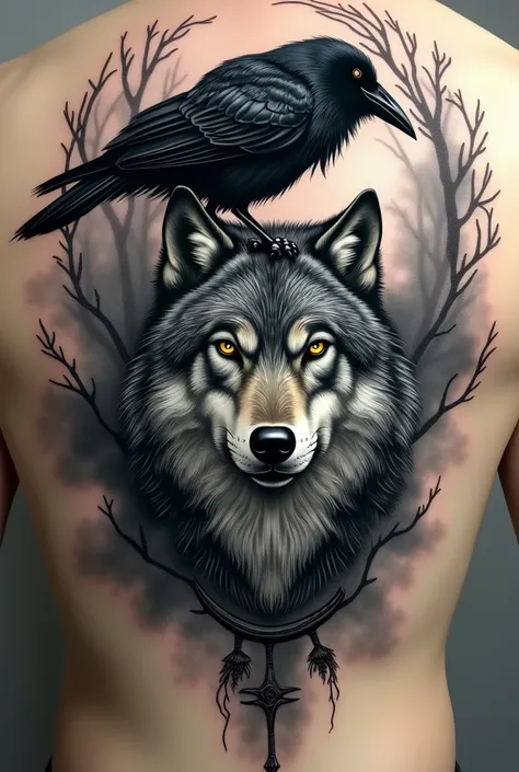 Cuervo y lobo tatto