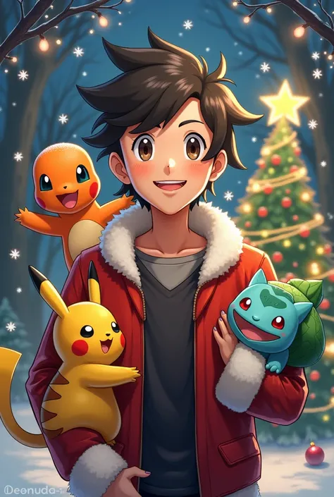 Name Dominic decorated with Pokemon from the 1st generation Christmas theme