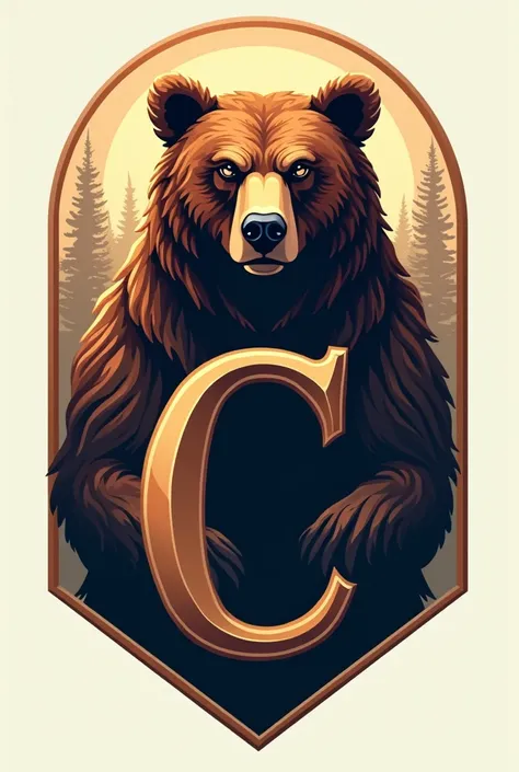 A design with a bear with the letter c for store logo

