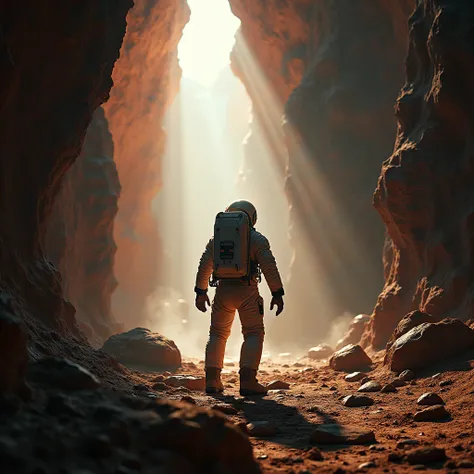 ASTRONAUT EXPLOSION IN THE CAVE OF MARS