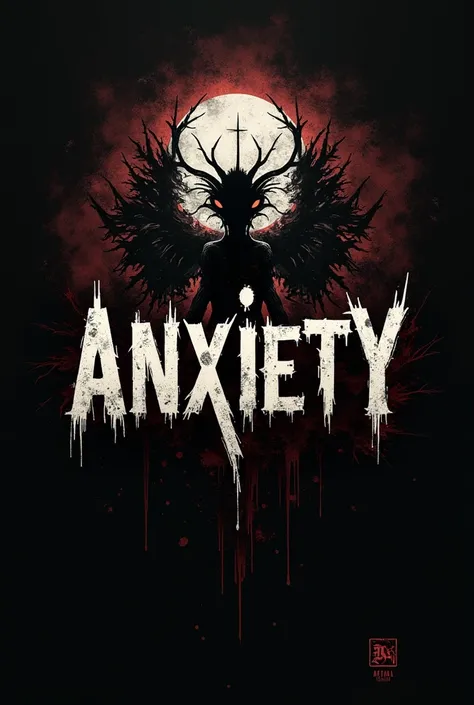 Create a logo for an alternative metal band called Anxiety with something in the background