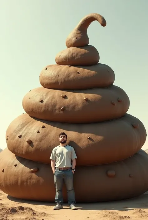 A man next to a giant poop 