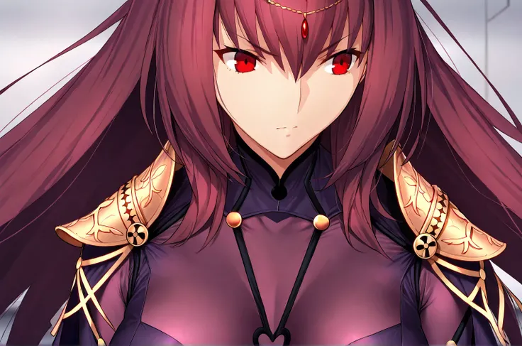 high resolution, masterpiece, necessary, detail, best quality, quality, necessary, tall details, High details, precise, 
 
1girl, solo, ufotable style, ufotable anime,  

Scathach, scathach Fate Grand Order, fate,  Fate Grand Order, long hair, red eyes, ti...