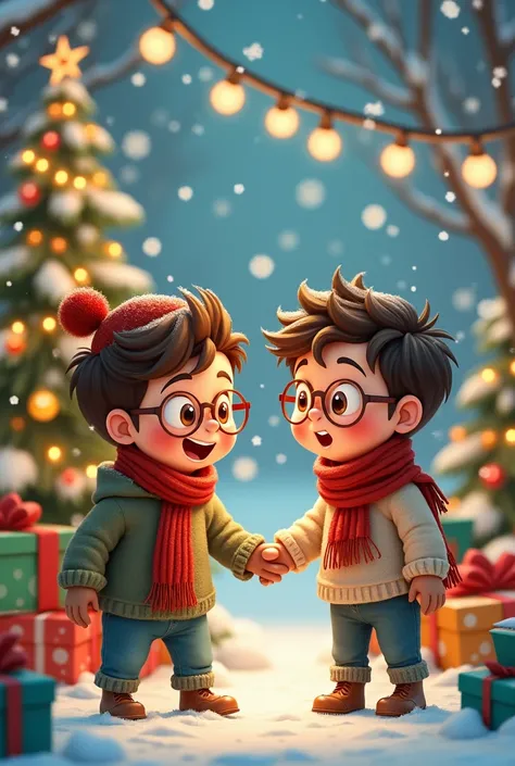 Boys with glasses and Christmas 