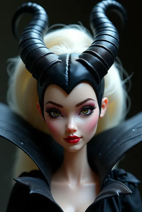  A girl who looks like Barbie, Maleficent and Cruela de Vil  


