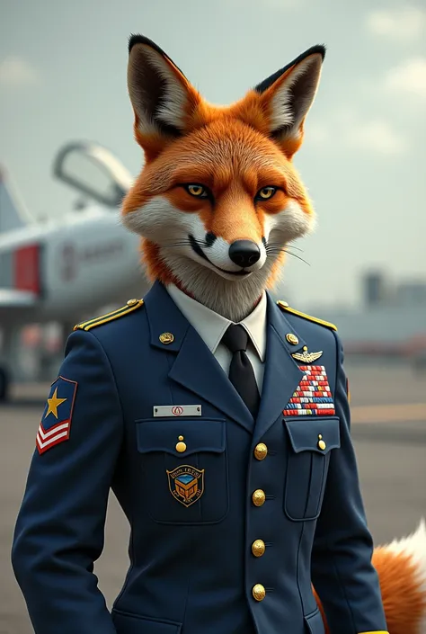 A fox man wearing American Air Force clothes