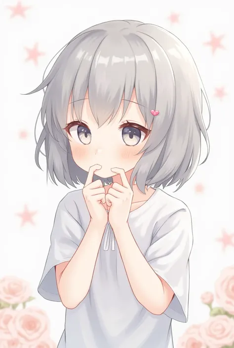 gray haired solo girl cute sweet々 animated illustration