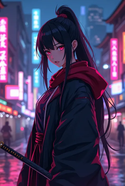  Anime with a sword in the city at night, badass anime 8 k, very beautiful cyberpunk samurai, Cyberpunk Anime Art, 4k anime style, Neon Samurai, cyberpunk anime art, cyberpunk samurai, Modern cyberpunk anime, digital cyberpunk anime art, arte digital cyber...