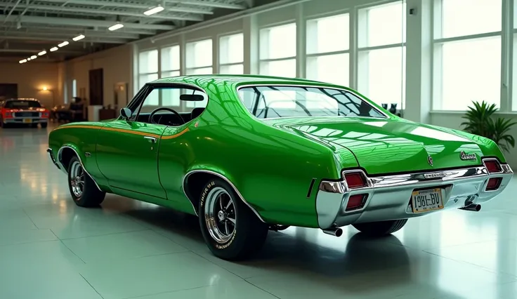 2025 Oldsmobile Cutlass, green color back Left view inside 2025 Oldsmobile Cutlass, showroom 