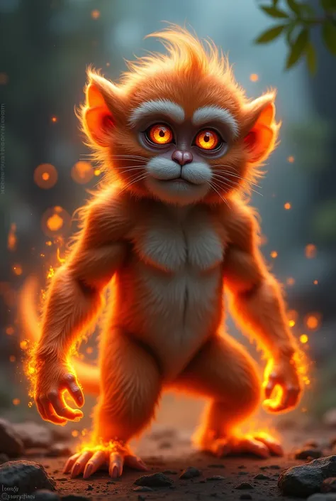  A fantastic creature , a fire monkey , Let it be small, not exaggerated, That it has quotation marks and , more muscular 