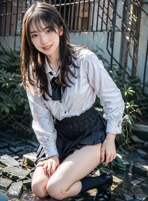 arafed asian woman in a skirt and a white shirt posing for a picture, japanese school uniform, japanese girl school uniform, wearing japanese school uniform, young gravure idol, realistic young gravure idol, young pretty gravure idol, Seifuku, cute schoolg...