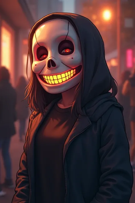  People take off their Halloween masks. The image could be anime-style 