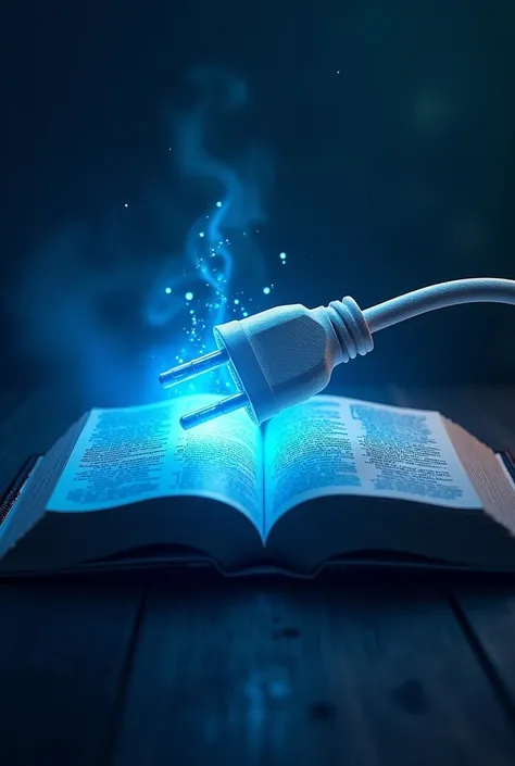 YouTube channel create an image with a plug connected the Bible is lit with blue and white colors

 Plugged into the gospel
