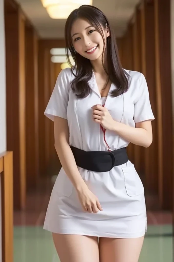   there are nurses in nurse uniforms in hospitals  、  dark prison with black stockings 、 big breasts covered  、  long hair、   thin waist 、   Big Chest in a Temple  、  smiles gently