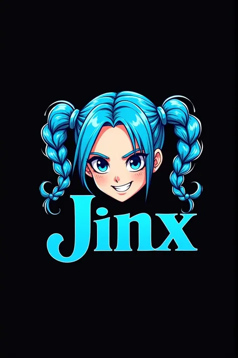  The image shows a girl inspired by Jinx de Arcane ,  with her characteristic bright blue hair and two long braids .  Its expression is energetic ,  with a small mischievous smile and bright eyes . She wears a simple outfit , casual jacket type ,  mixed wi...