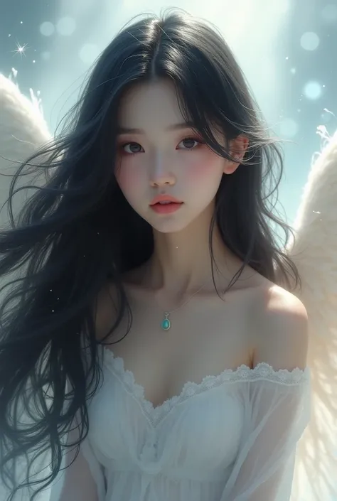 Angel girl with black hair