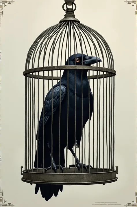 Picture of a raven in a cage drawing