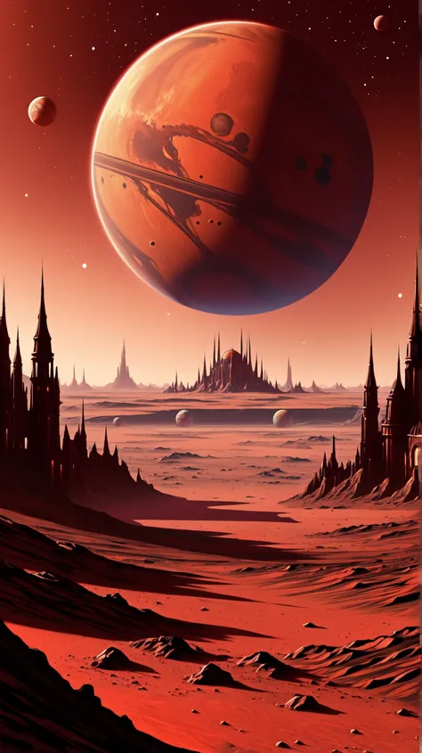 mars planet, in a gothic style