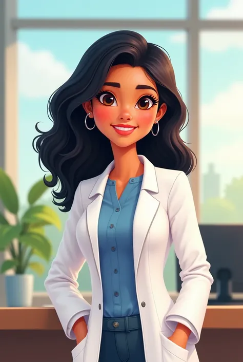 Create a Latin girl with skin color I am Honduran with wavy black hair, short hair at the shoulders and I am a psychologist. So do that doing the profession of psychology and that in the white coat I say Gabriela and I am 20 years old, that is, a girl who ...