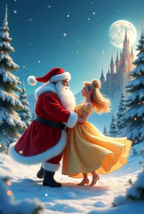 Santa Claus dancing with Cinderella 