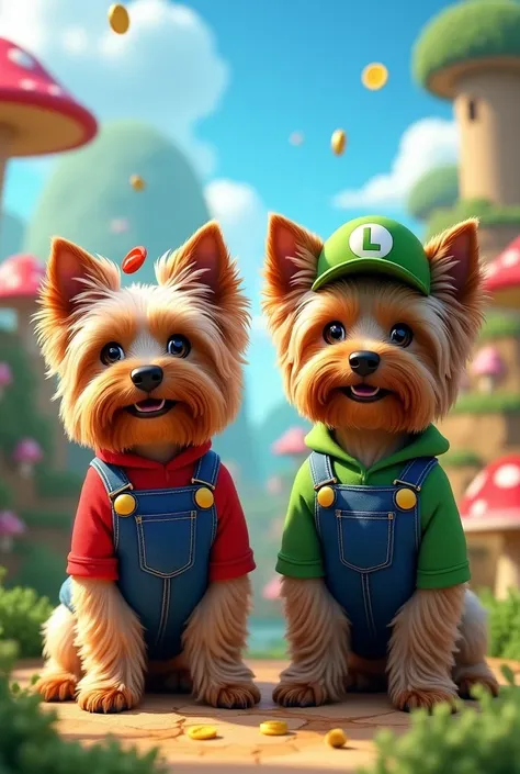  high definition、8ｋ、2 Yorkshire terriers、Mario Costume、Luigi Costume