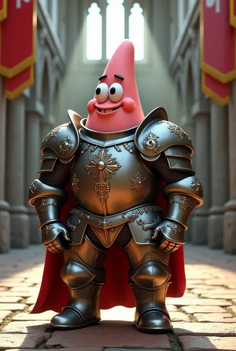 photo of patrick star wearing medieval armor