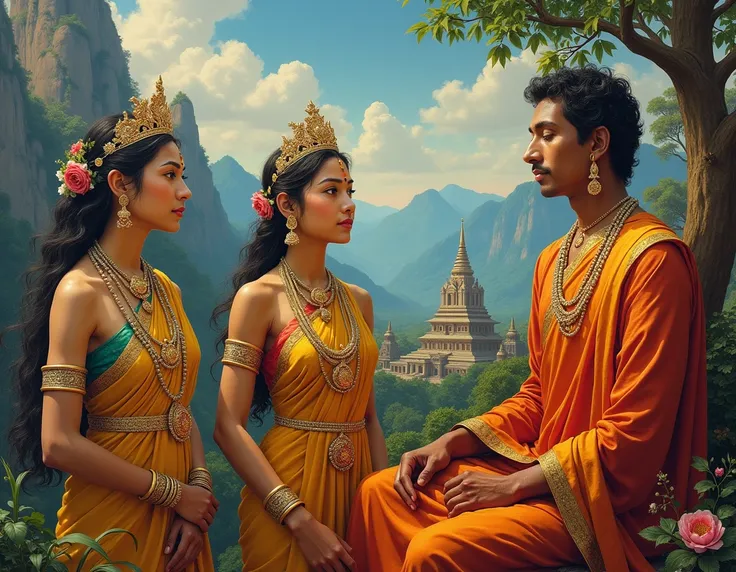 Create a matching post for Uduwap ​​Poey depicting the visit of Princess Hemmala and Princess Danta to Sri Lanka and Gautama Buddhas stay in Sri Lanka preaching the Dhamma.