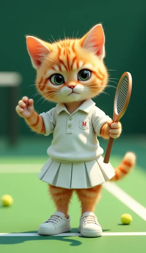 A mini cat in tennis player clothes 