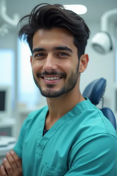 Afghabistan Young Guy, Dentist, Wearing Dentist Uniform, Ultra HD, Highly Detailed, Detailed Face, Detailed Skin, Detailed Hair