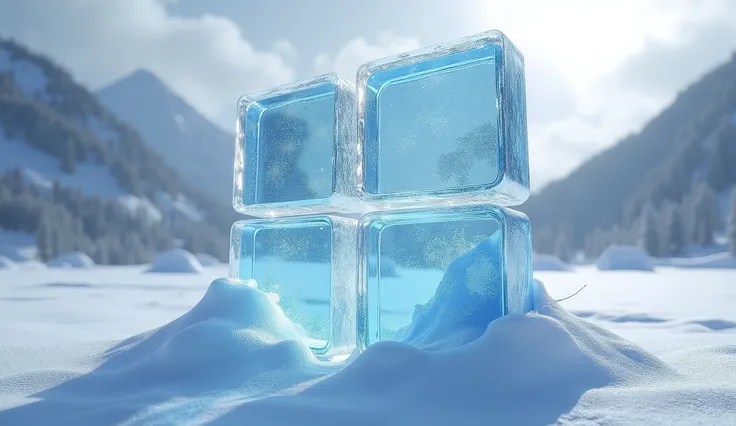 windows 11 logo, wallpapar, ice cold frozen,