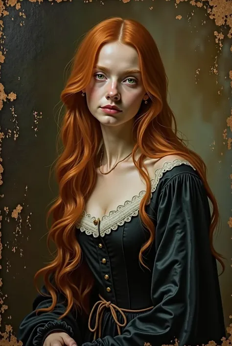 A Renaissance oil painting of a woman, nature, pale skin, witch , ginger