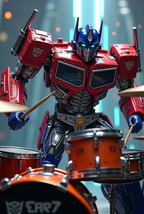 Optimus Prime playing drums 