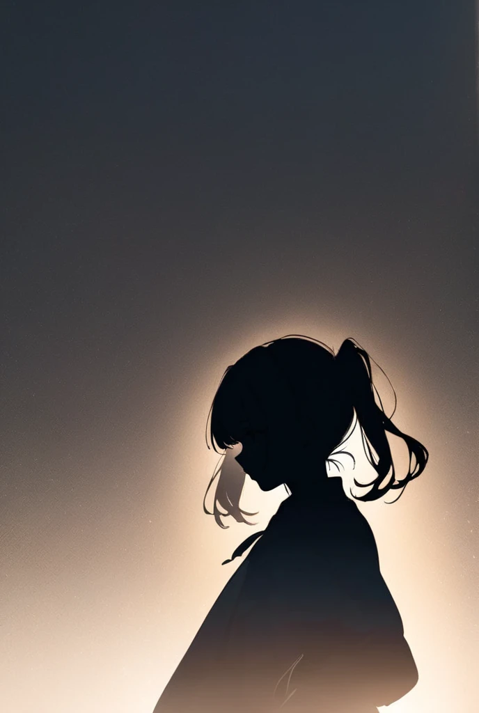 Silhouette-only picture of a girl with twin tails